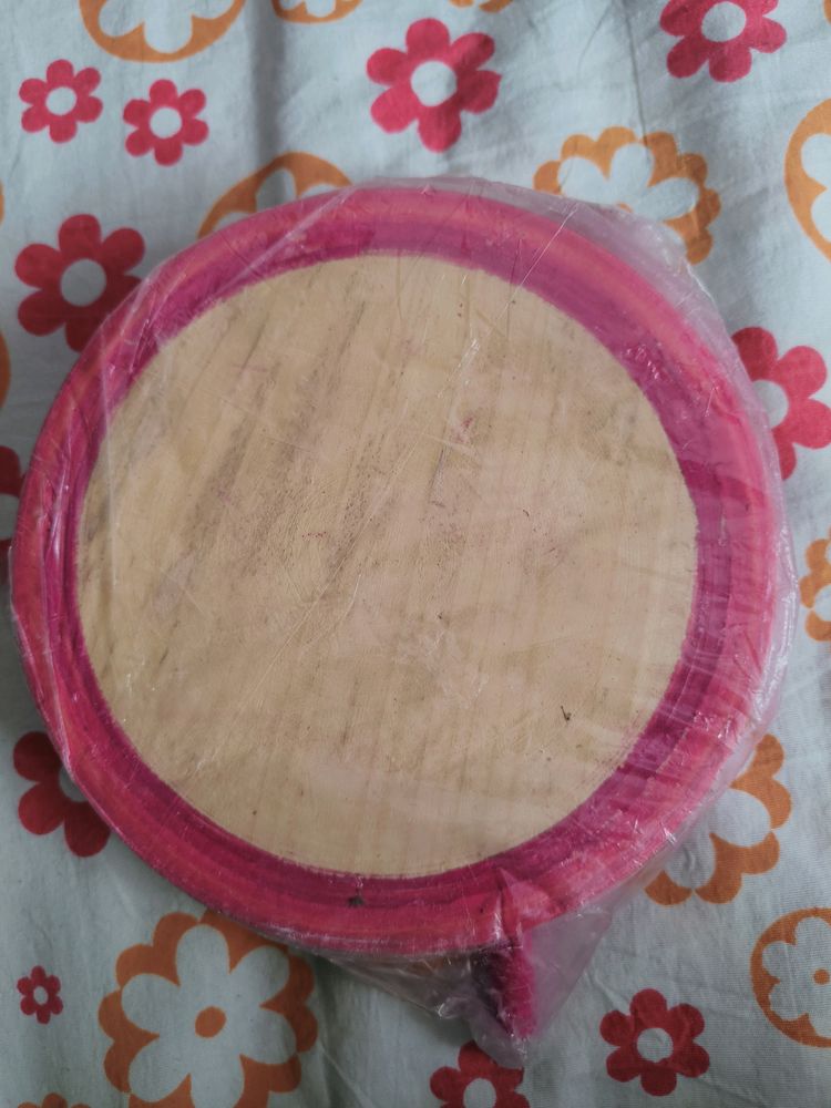 Kids Baby Miniature Handmade Wooden Chakla Belan Set (Pink) with Rolling Pin and Board for Kids