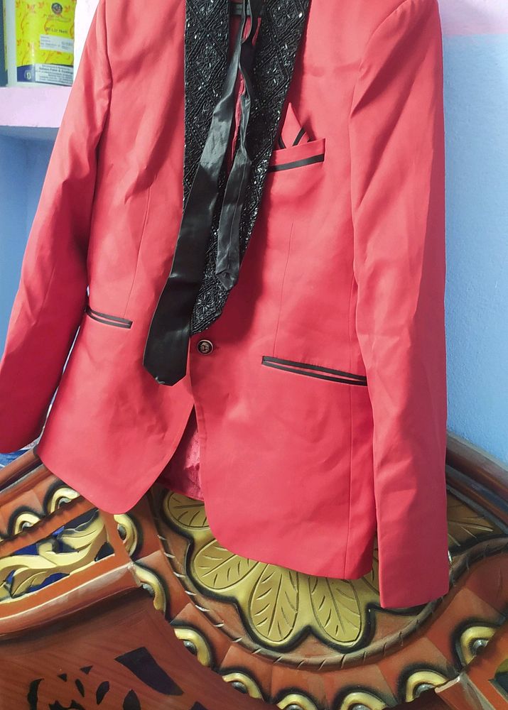 Blazer In Red Colour Party Wear