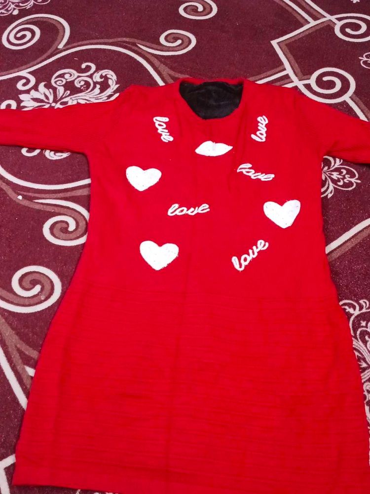 Red Love Print Dress