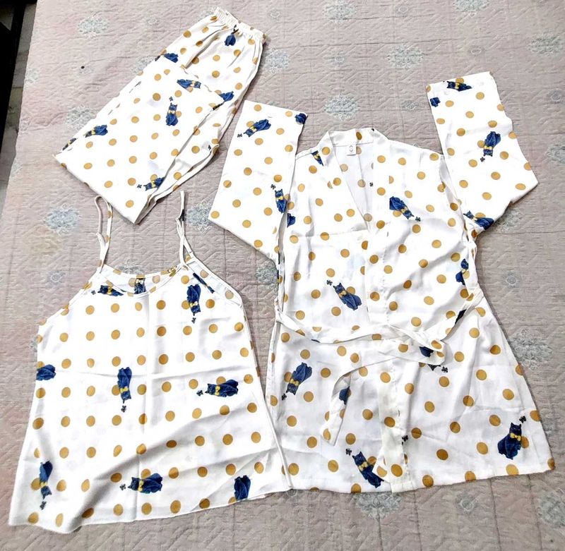 Cute 3-Piece Gown Pajama Set✨🆕