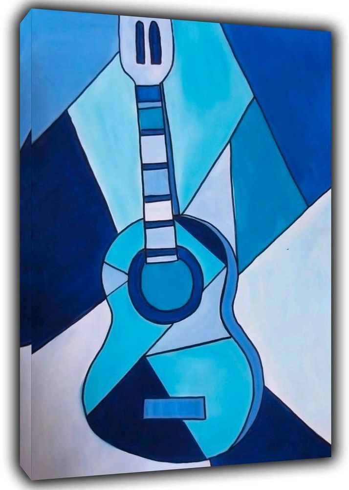Blue Shaded Guitar Painting
