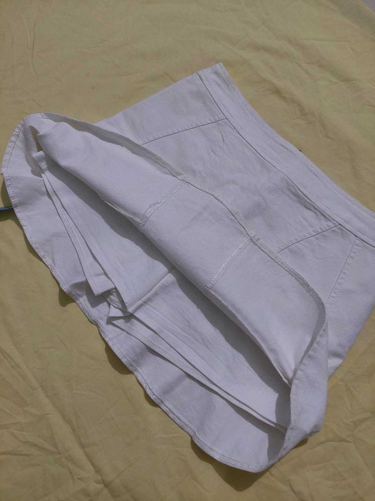 White A-Line Skort with pleaded Inner layer