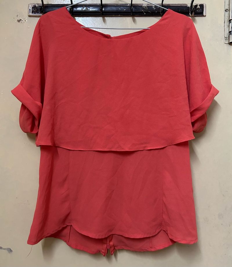 Orange Coral Georgette Plane Top