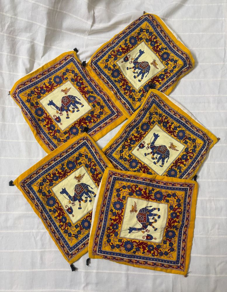 Yellow 5 Pieces of Cushion Covers