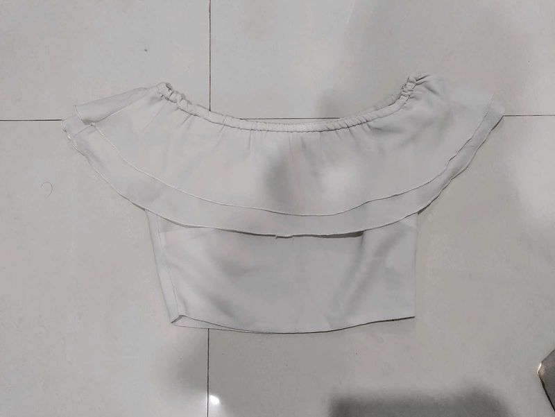 Women Western White Crop Top To Wear With Jeans Sk