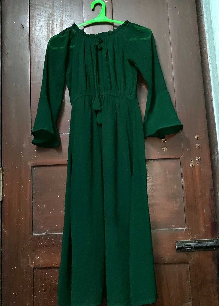 Green Dress With Bell Sleeves
