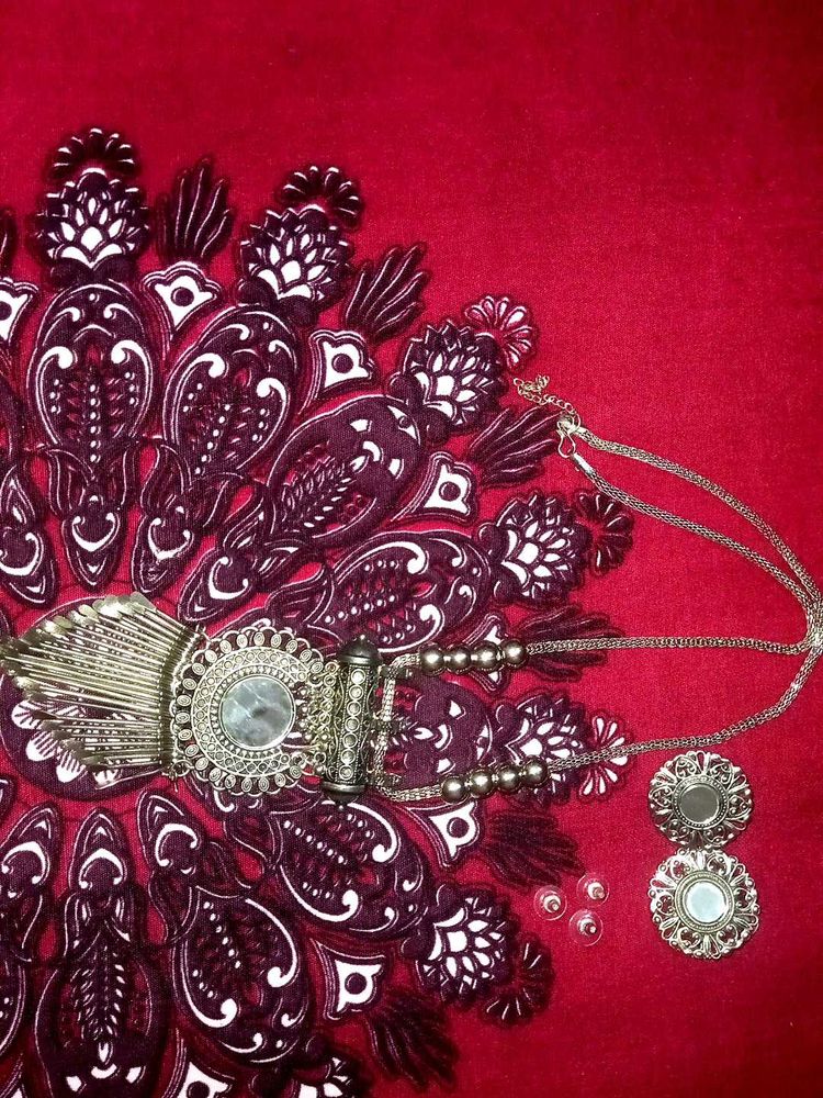 Mirror Embellished Necklace Set