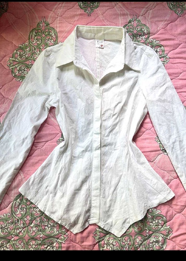 White Fitted Button Down Shirt