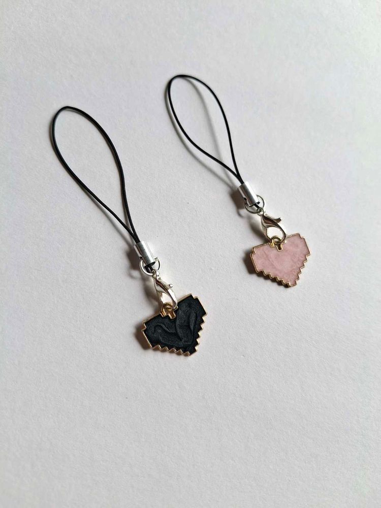 Pixel Heart Phone Charms