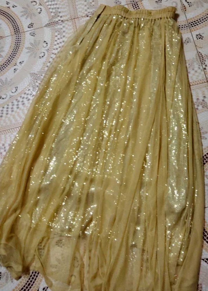 Sparkly Golden Skirt with stitched side slit dress