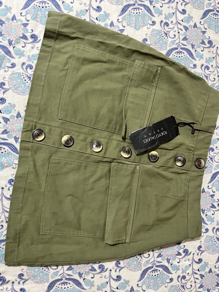 Tokyo Talkies Olive Mini Skirt
