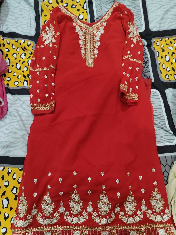 ♥️handmade zari work kurta  plazo set