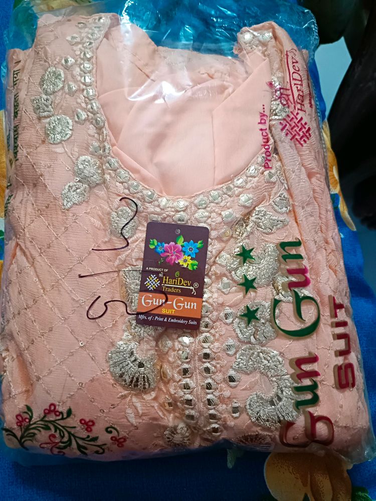 Peach Embroidered Salwar Suit