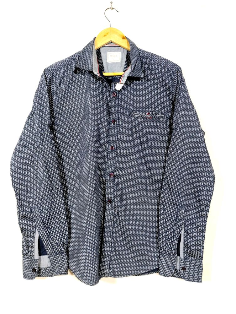 Mavie Navy Blue Printed Shirt (Men)