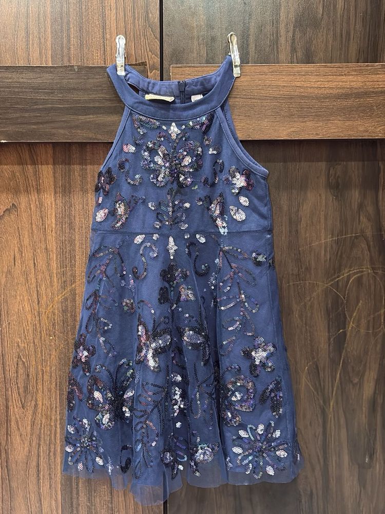 Girls&#39; Blue Embellished Party Dress
