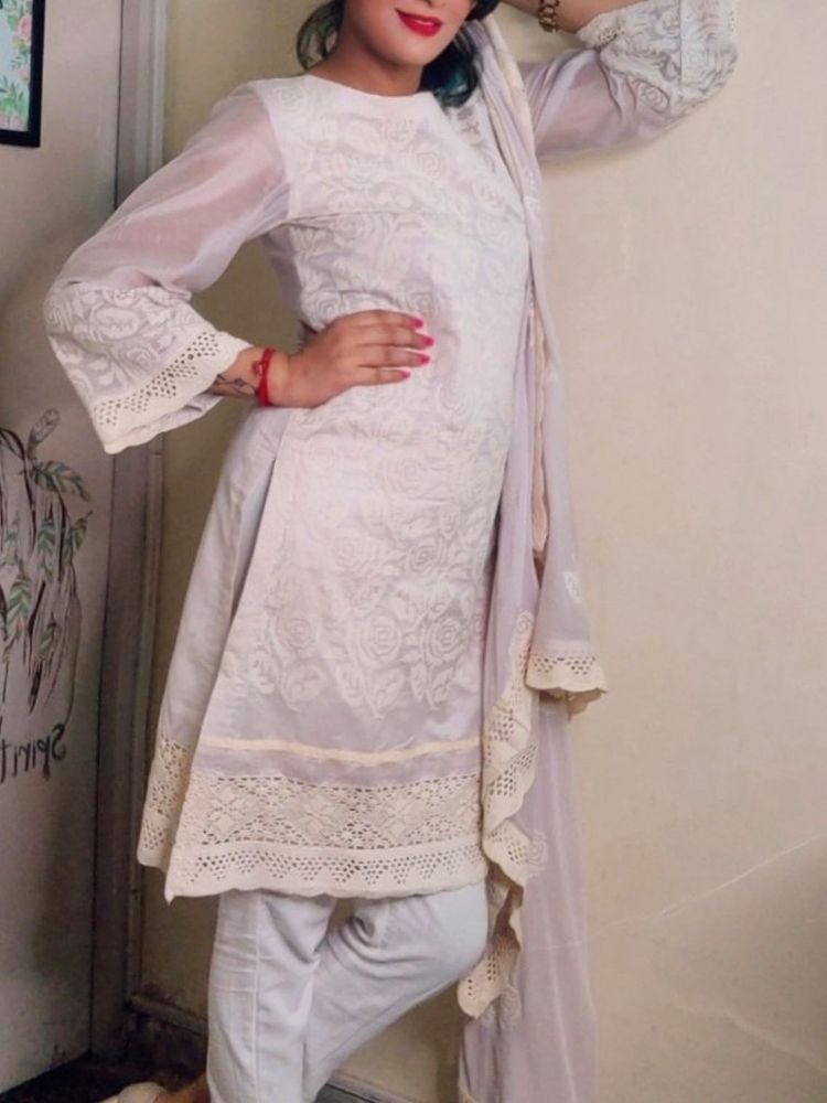 Adaah Designer Pakistani Straight Kurta &amp; Dupatta