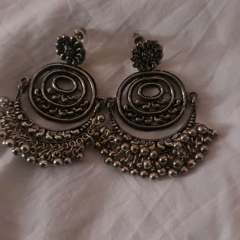 Silver Jhumka Earrings