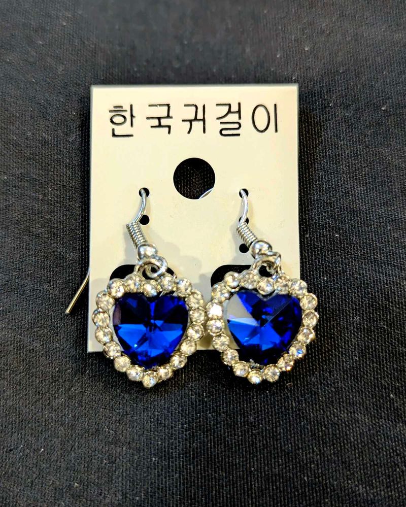 Blue Heart Earrings