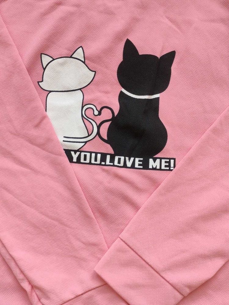 Cute Cat Print Sweatshirt