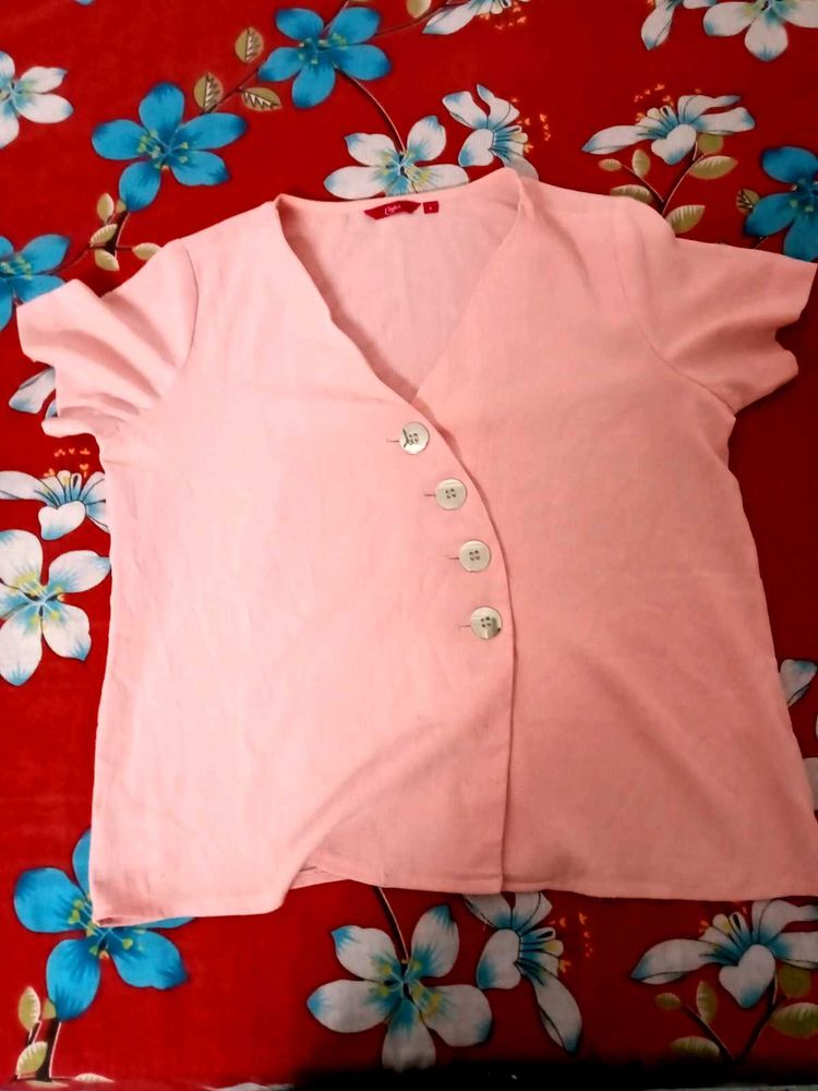Peach Button-Down Top