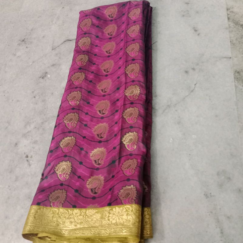 Purple Silk Saree With Simple Border