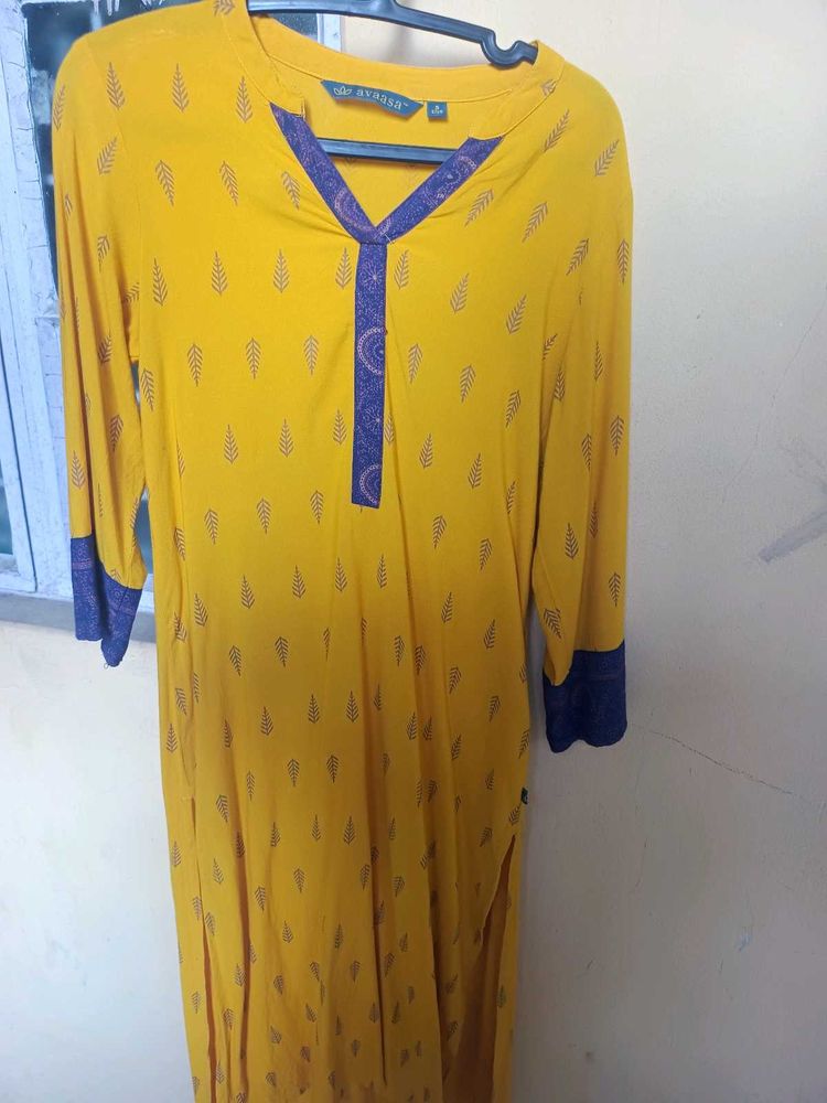 Printed Mustard Kurta