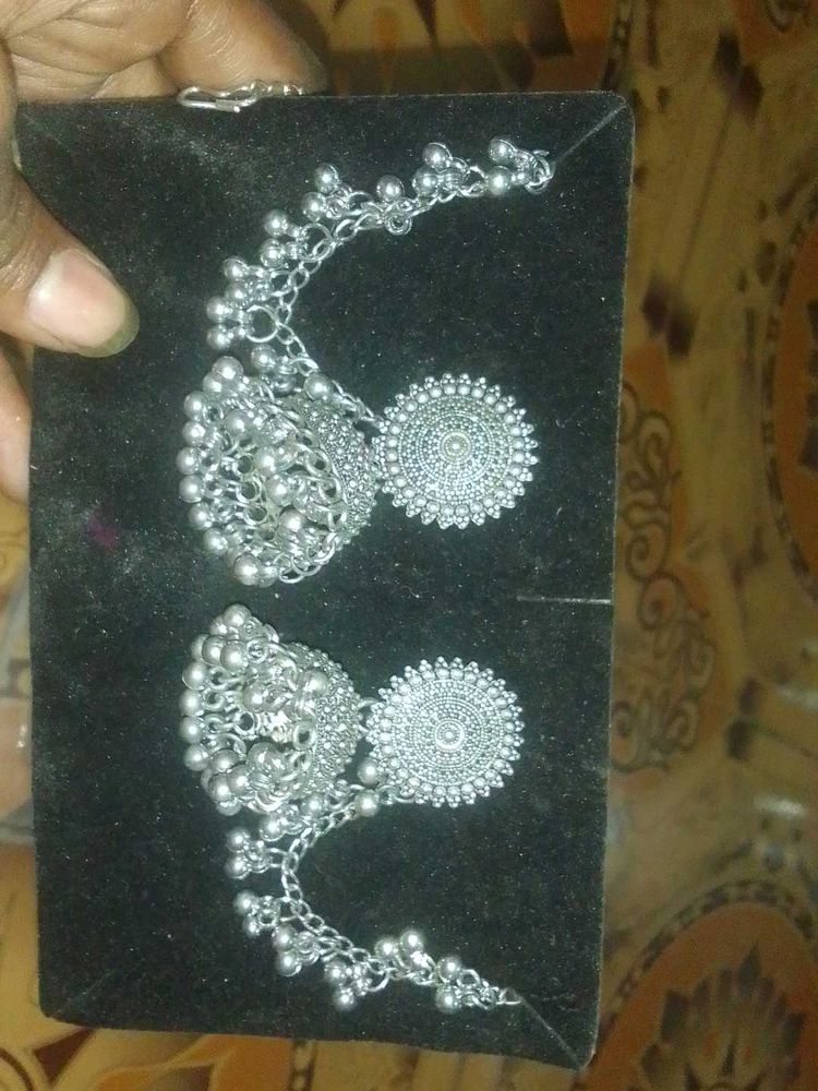 Silver Jhumka Earrings