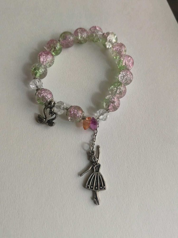 Handmade Ballerina Charm Beaded Bracelet