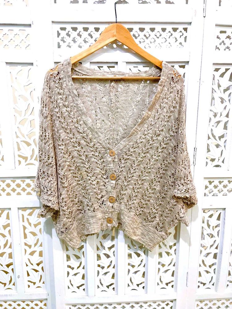 Boho Chic Elegant Lace Knit Cardigan C