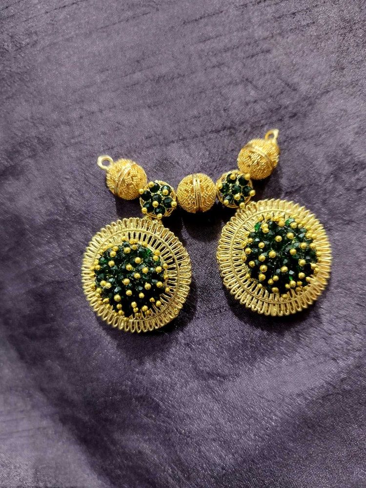 Bottle Green Crystal With Gold-tone Pendant
