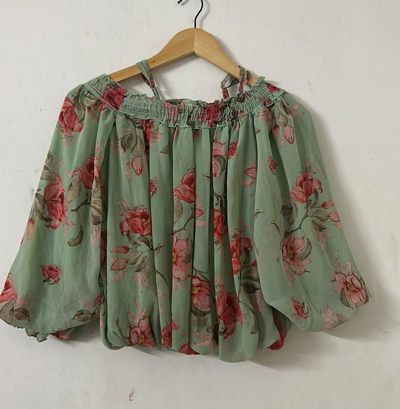 Off Shoulder  Ballon Sleeves Top