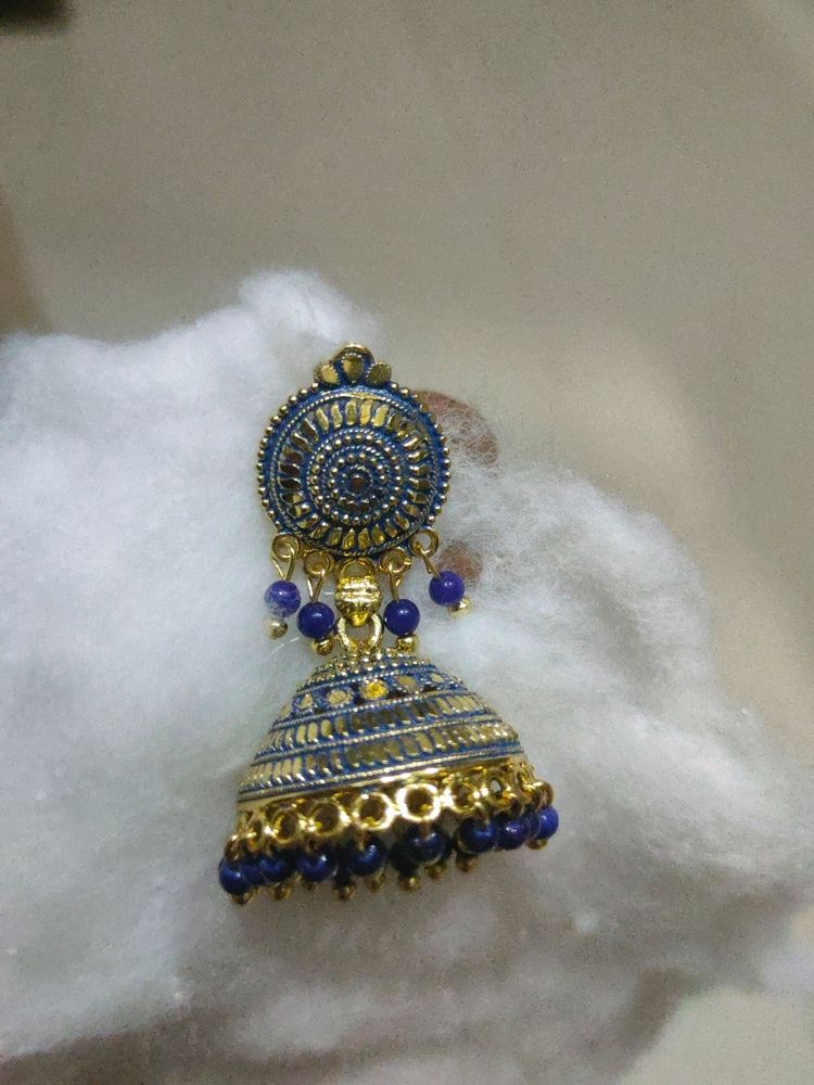 Blue Jhumka Earring Medium Size