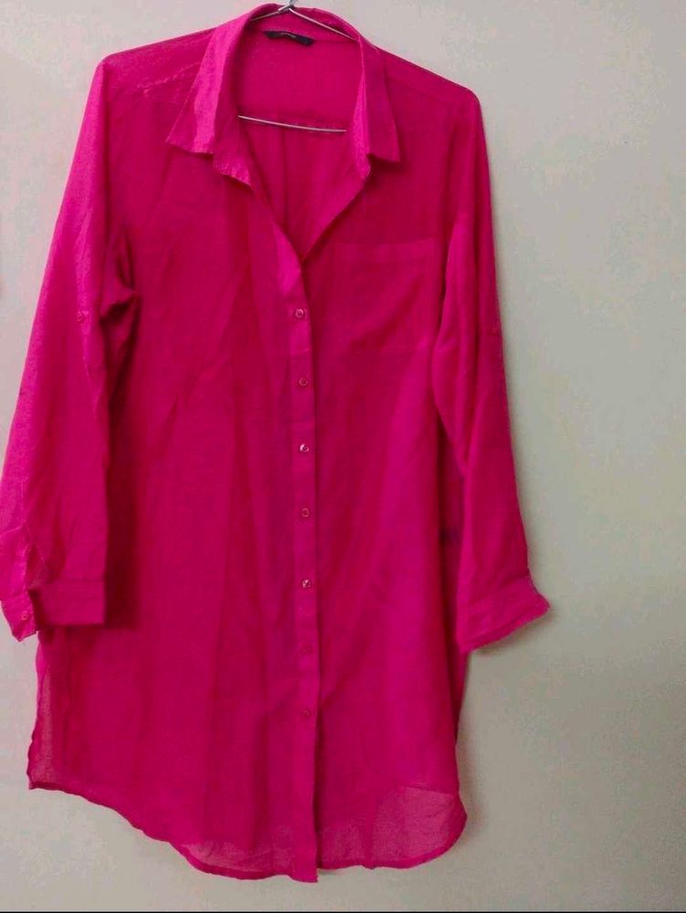 Hot Pink Button Down Top