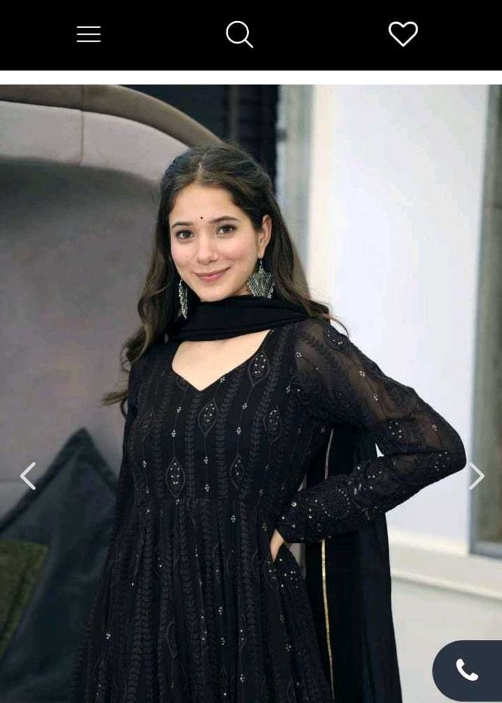 Elegant Black Embroidered Kurta 2psc Set