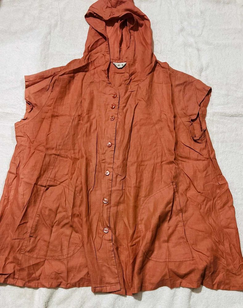 Hooded Button Down Top