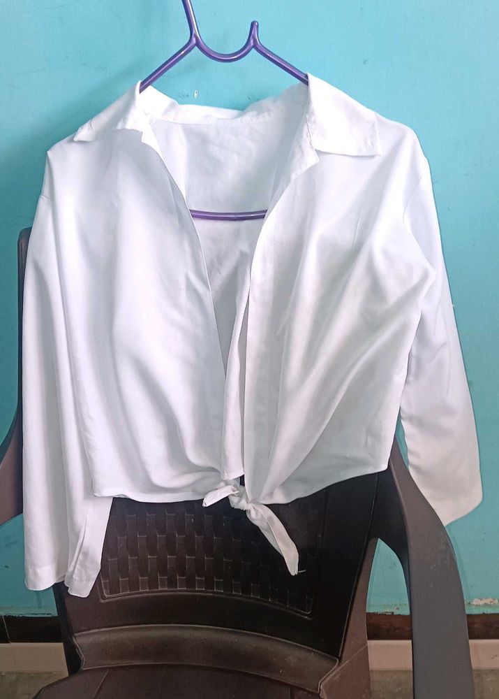 White Tie-Front Top