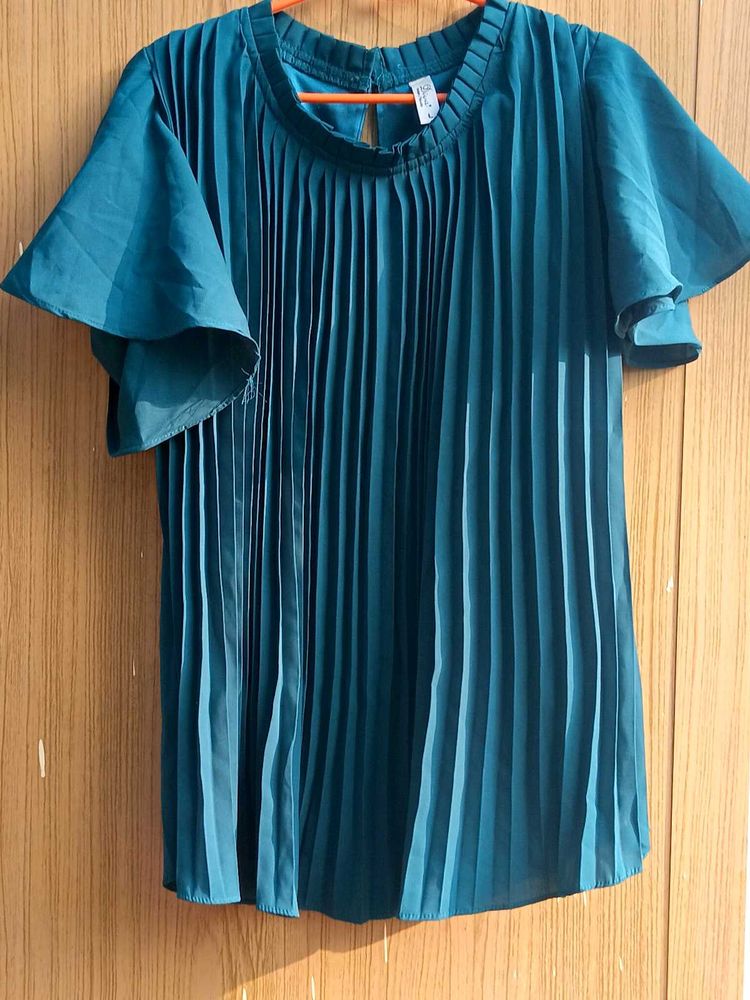 Emerald Green Pleated Top
