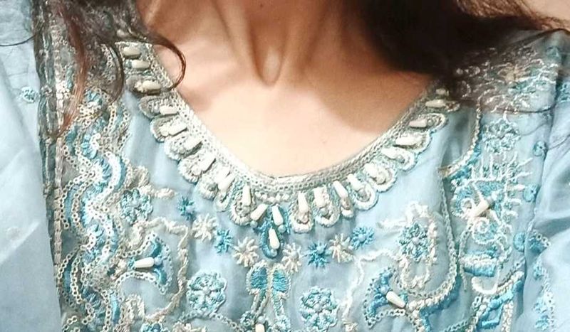 Blue Embroidered Pakistani Suit 1500