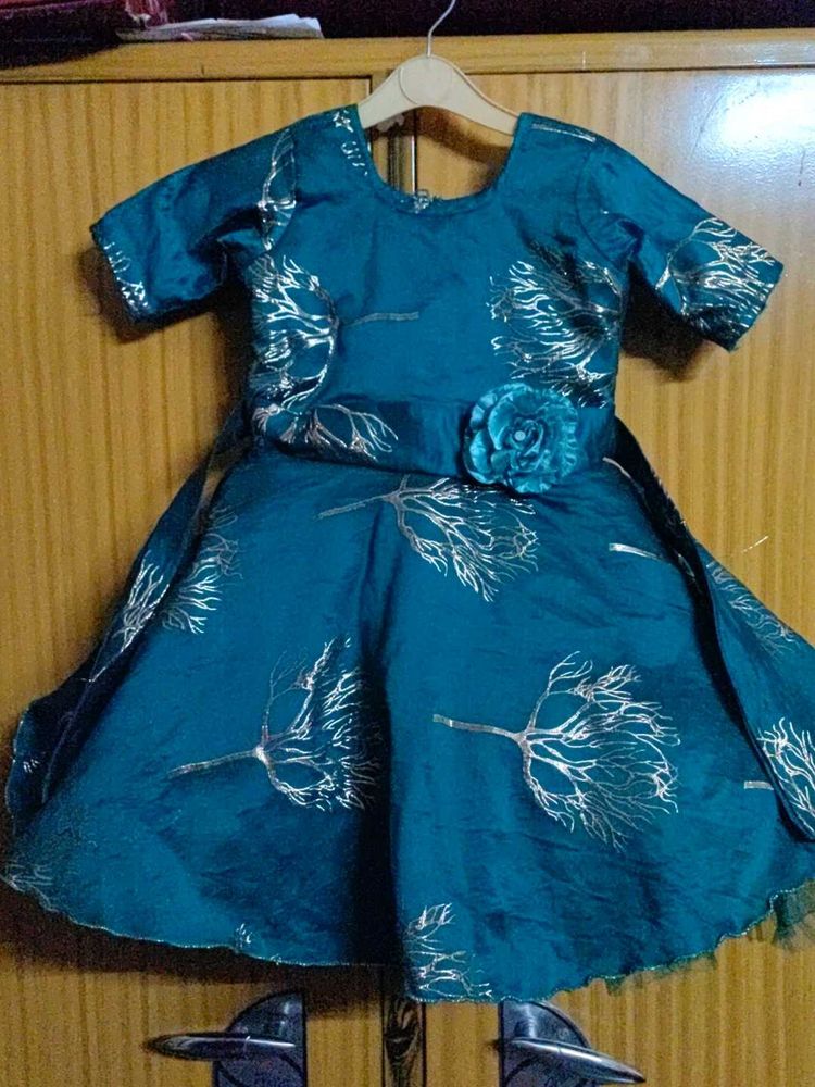Teal &amp; Gold Girls&#39; Party Dress