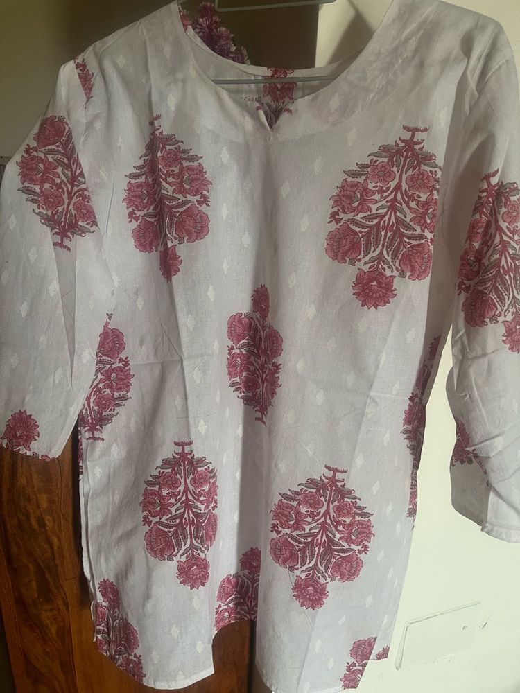 Floral Print Cotton Tunic Top