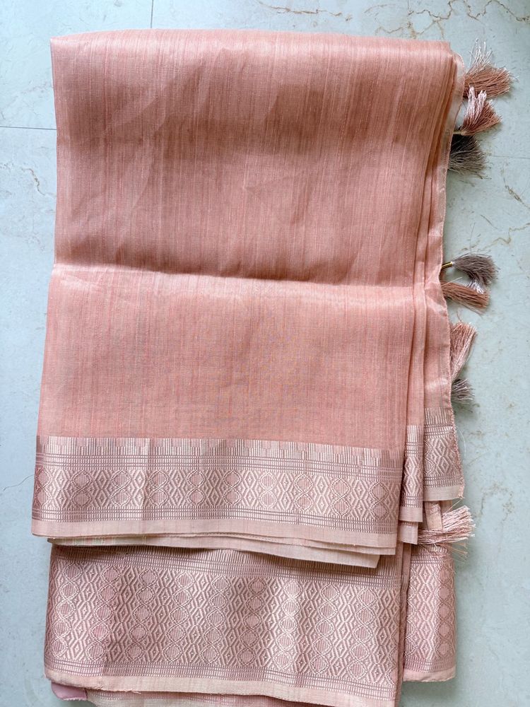 Unused Peach Saree