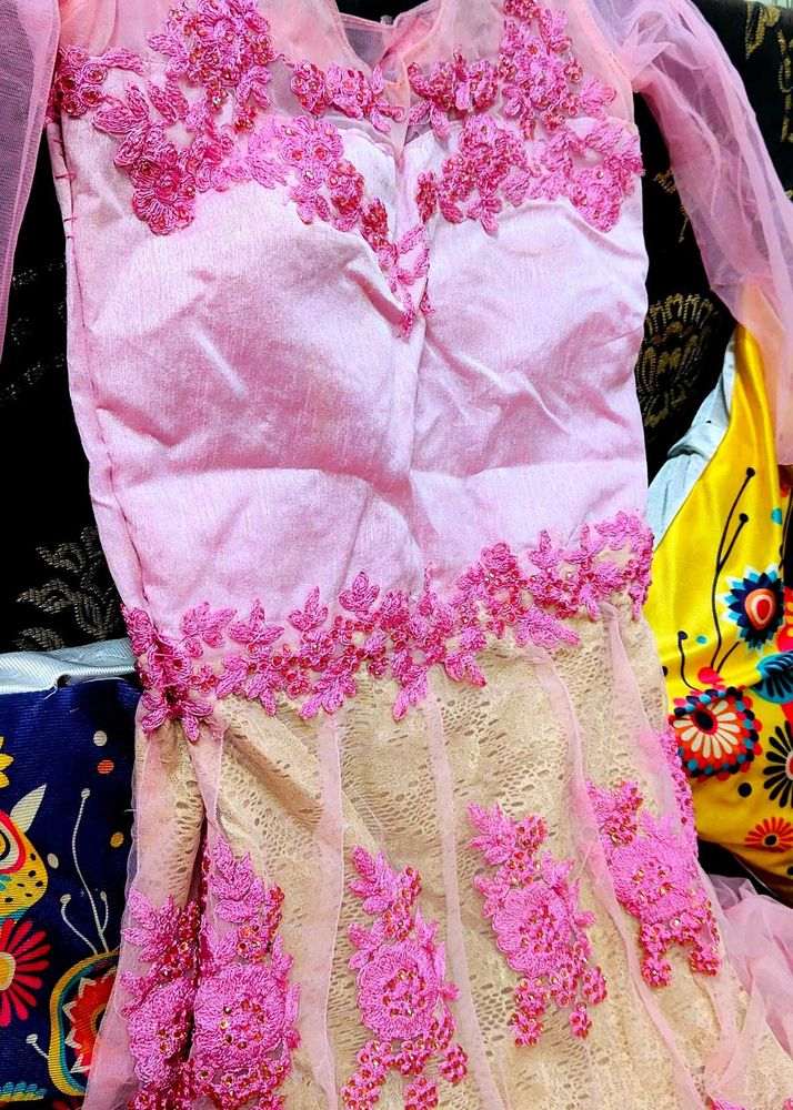 Pink Thread Embroidery Gown💗