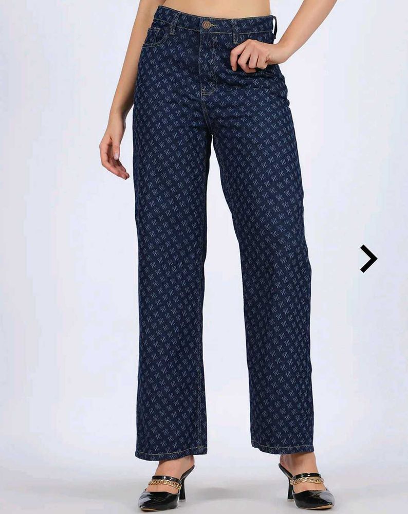 SHEIN Full length micro Printed Straight Fit Jeans