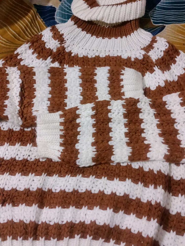 Striped Turtleneck Knit Sweater