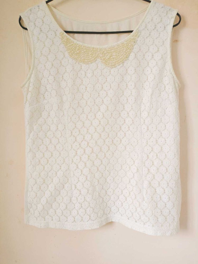 Beutiful Lace Perl Work Top
