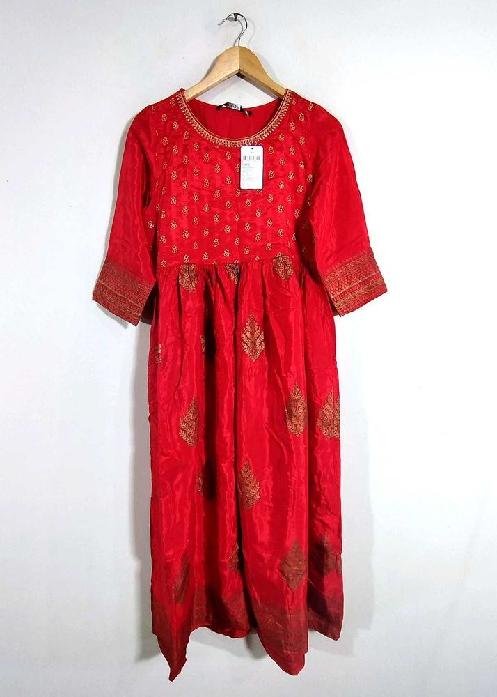 Red Floral Print Kurta (Women&#39;s)