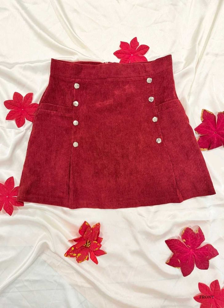 Red Corduroy Skirt
