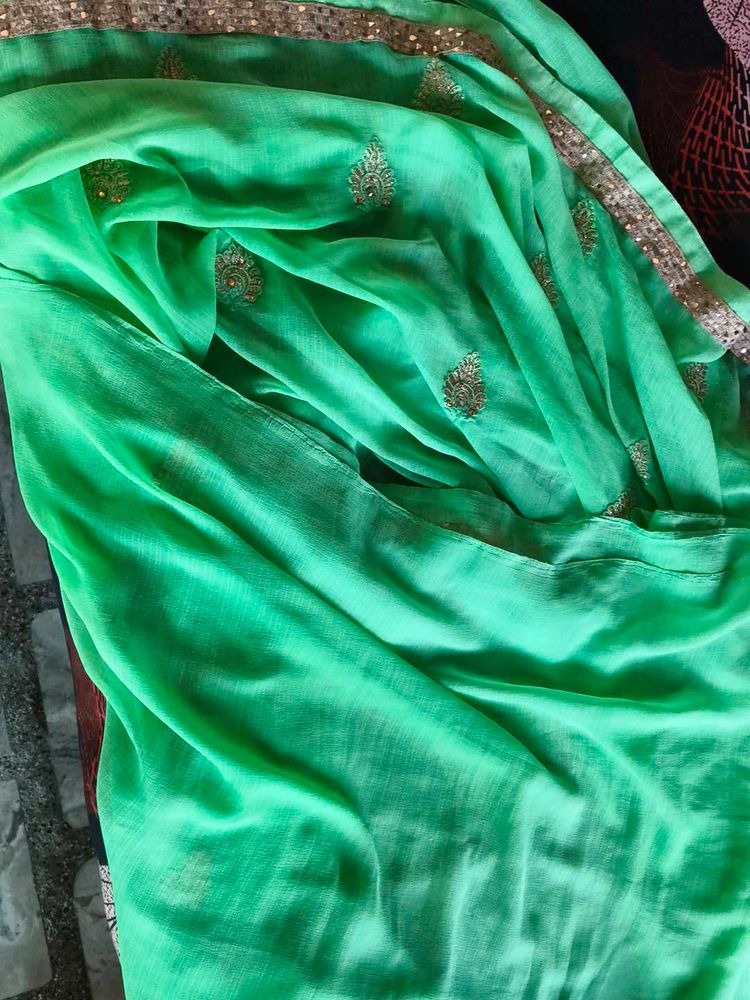 Green Embroidered Saree
