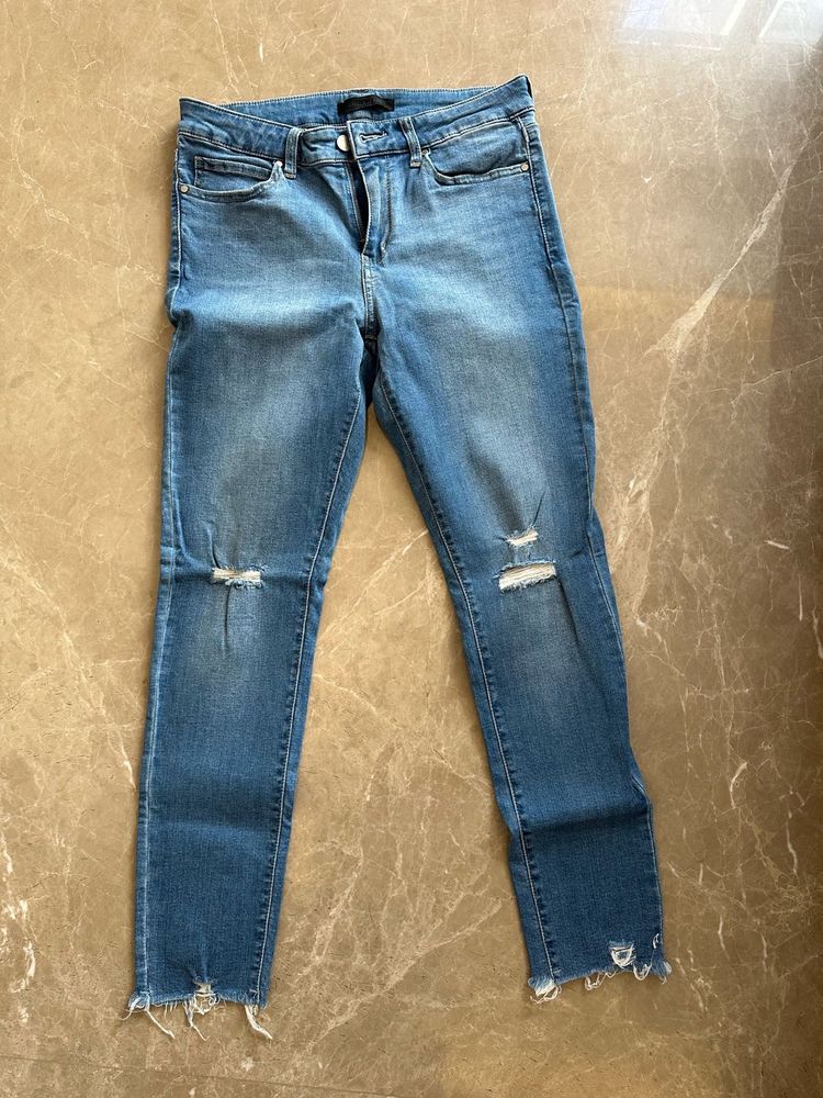 Ripped Hem Denim Jeans