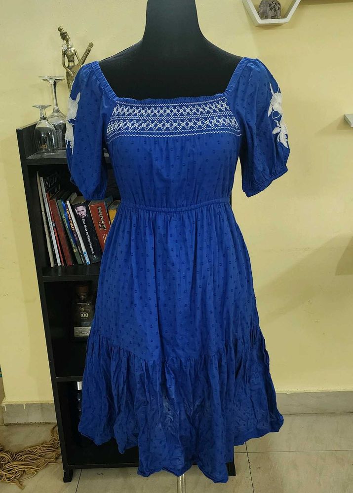 Blue Embroidered Dress